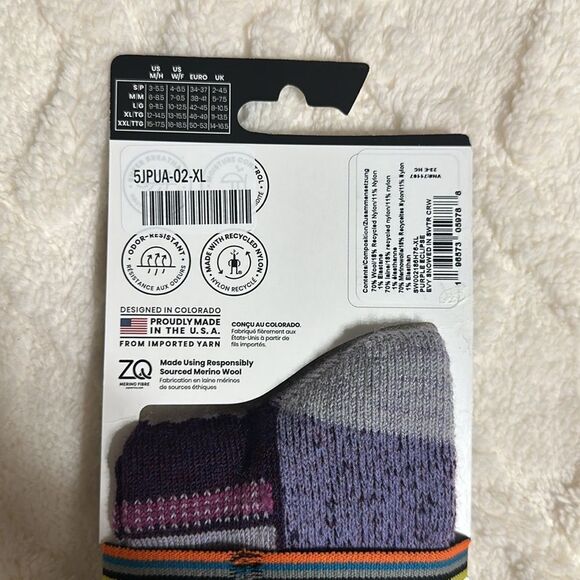 SmartWool XL Snowed in Purple Eclipse Wool Sweater Print Socks - Picture 10 of 11